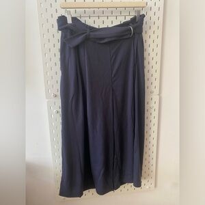 Uniqlo Navy Blue Belted Wide Leg Pants